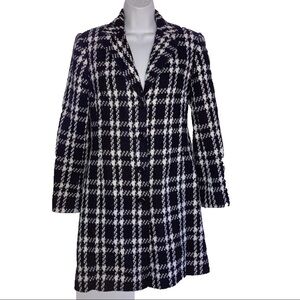 Worthington Long Plaid Jacket Coat 4 Blue White